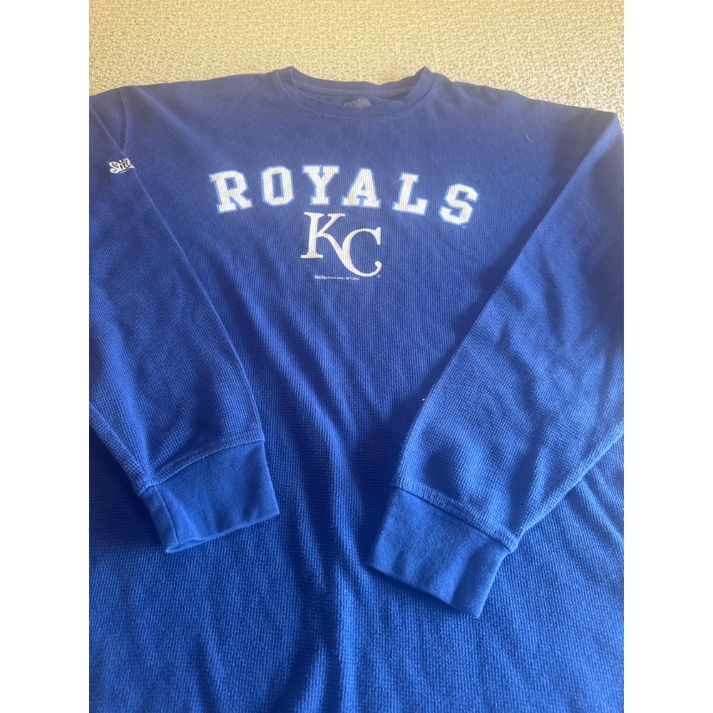 Stitches Kansas City Royals Blue Waffle Knit Thermal Shirt Large MLB Mens Top